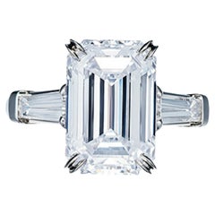 GIA Certified 3 Carat VVS2 Emerald Cut Diamond White Gold  Ring
