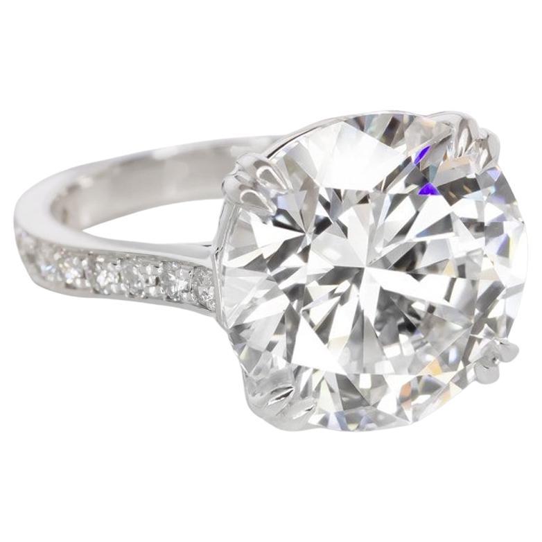 Exceptional GIA Certified 9.80 Carat Round Cut Diamond Ring VVS2 E Color