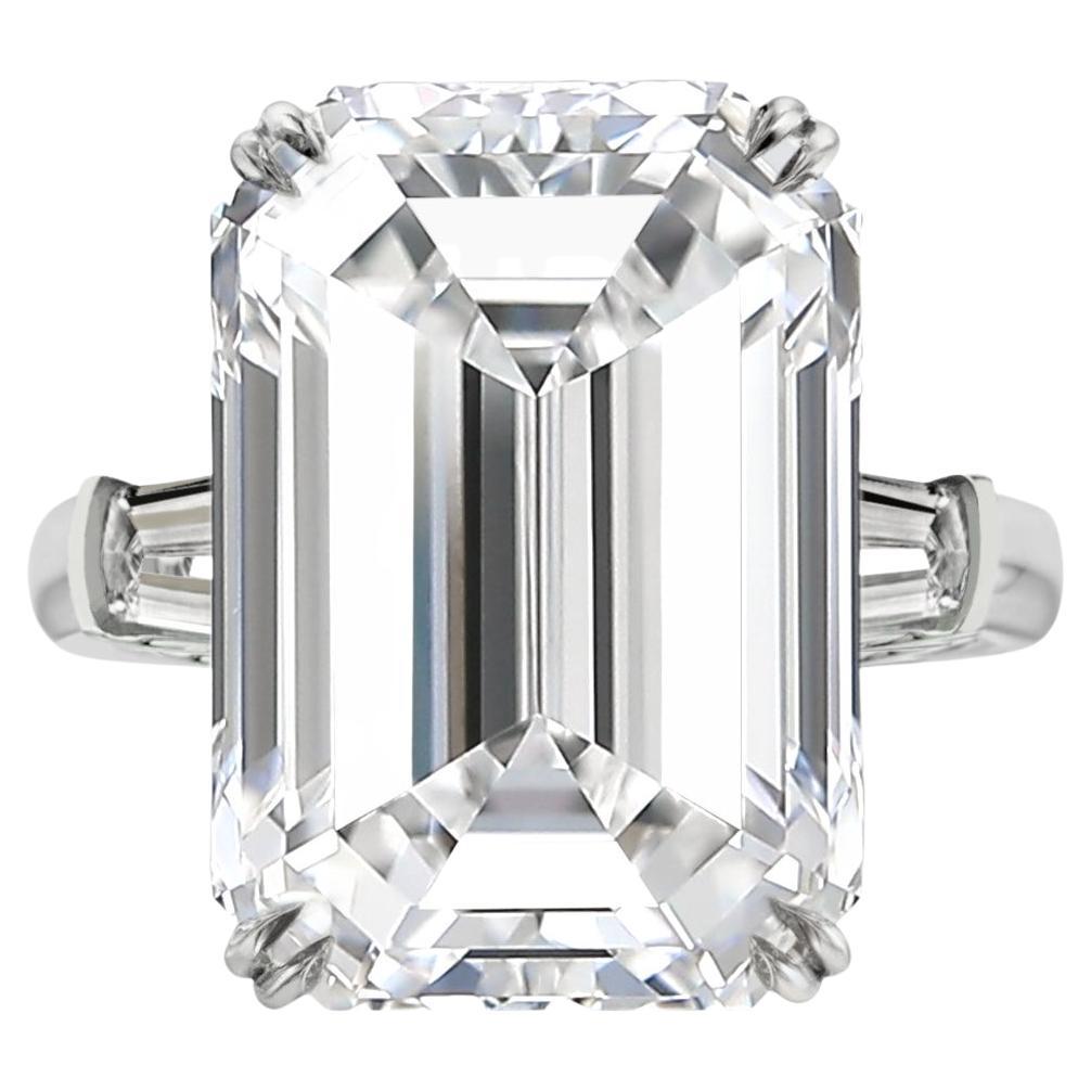 Flawless GIA Certified 9 Carat Emerald Cut Diamond Ring Investment Grade