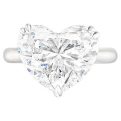 GIA Certified 5.20 Carat Heart Shape Diamond Platinum Ring 