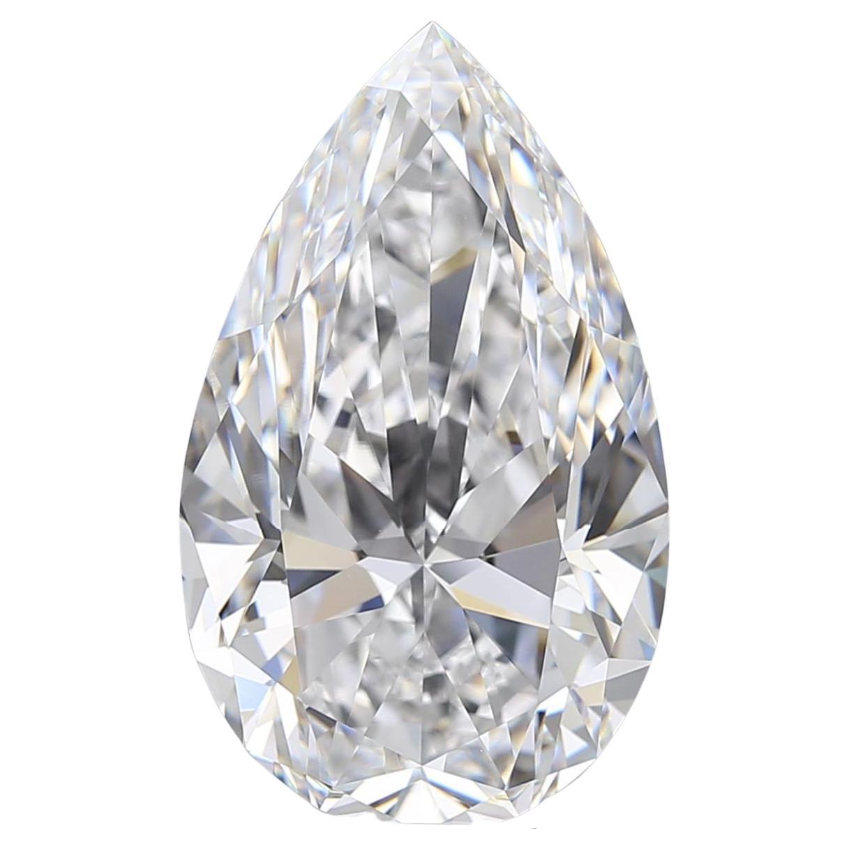 Exceptional Flawless Type 2A GIA Certified 5.41 Carat Pear Cut Diamond Ring