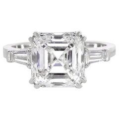 FLAWESS GIA Certified 5 Carat Asscher Cut Diamond Solitaire Ring