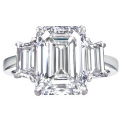 GIA Certified 2 Carat VVS1 Clarity Emerald Cut Diamond Gold Ring