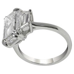 Flawless GIA Certified 3 Carat Emerald Cut Diamond Solitaire Ring