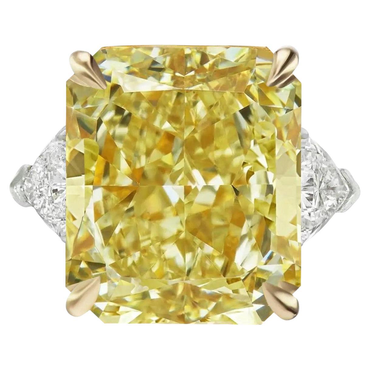GIA Certifed 10 Carat Fancy Light Yellow Diamond Ring For Sale
