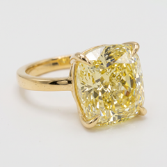 GIA Certified 4.07 Carat Cushion Cut Fancy Yellow VVS2 Clarity Diamond Ring