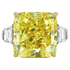 Fabriquée EN ITALIE, bague en diamant jaune radiant carré de 3 carats certifié GIA