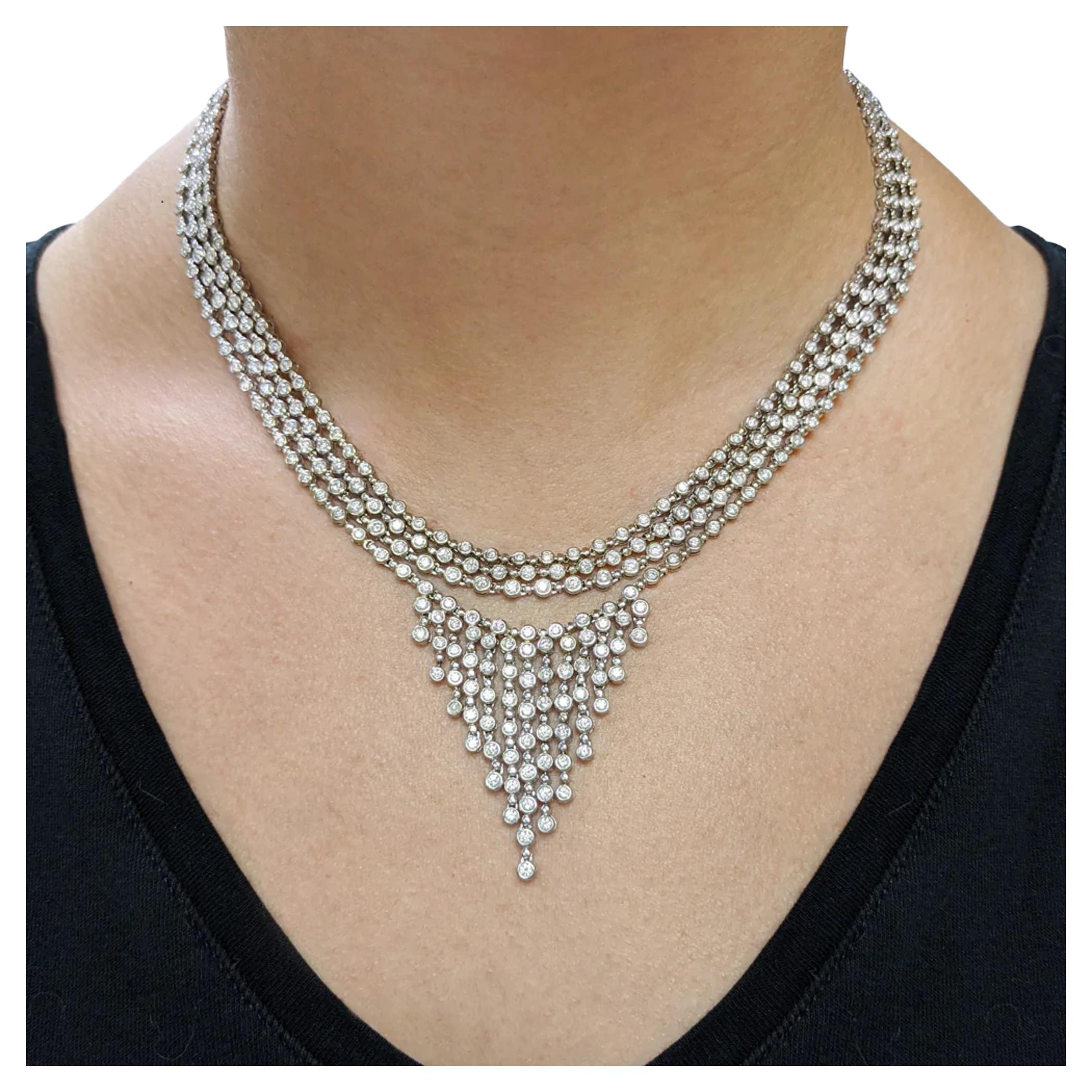 Magnifique collier de luxe à diamants ronds et brillants de 19,20 carats