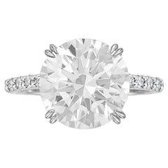 GIA Certified 6 Carat Round Brilliant Cut Platinum Engagement Ring Flawless 