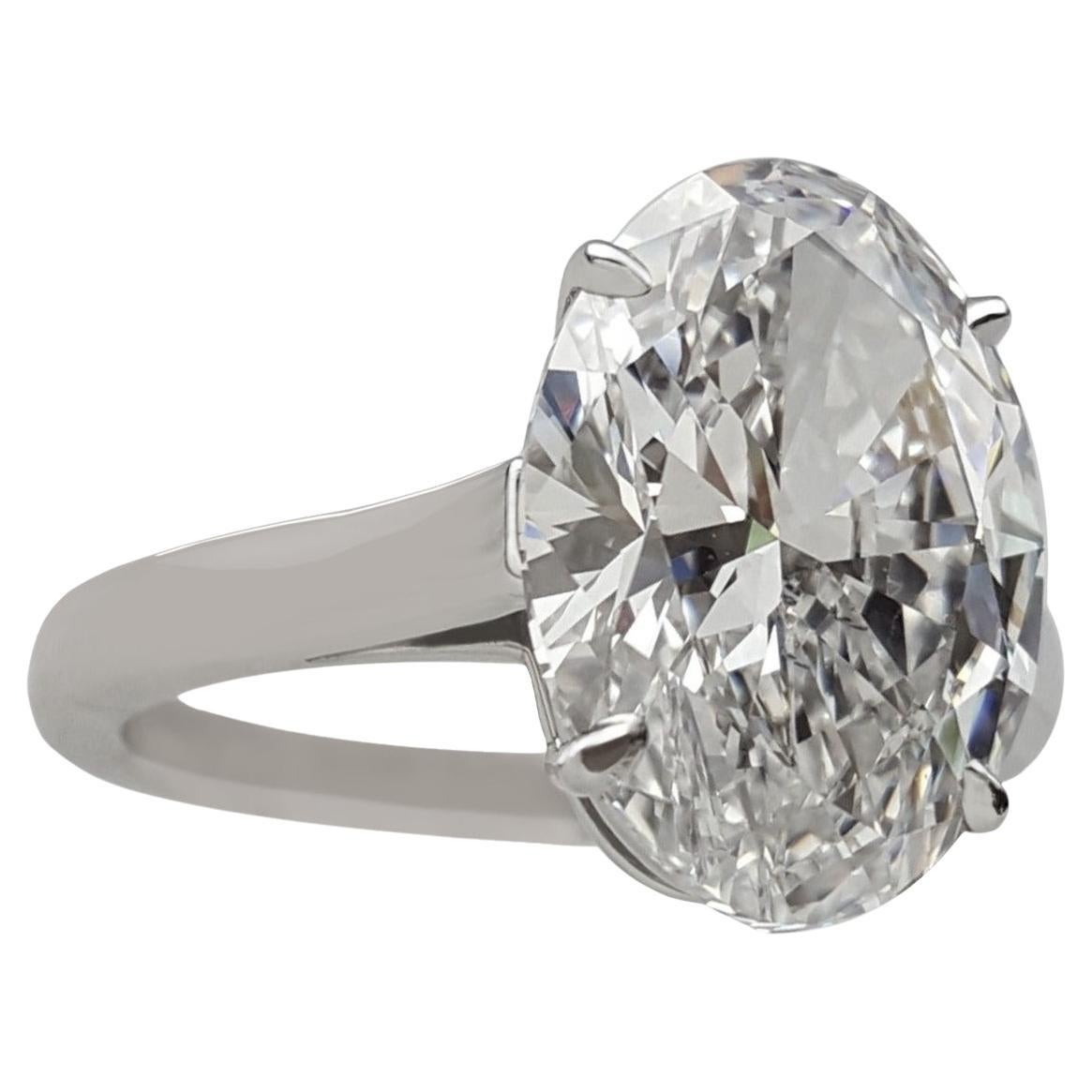 Tiffany & Co. 5 Carat Platinum Oval Cut Diamond Solitaire Engagement Ring. 