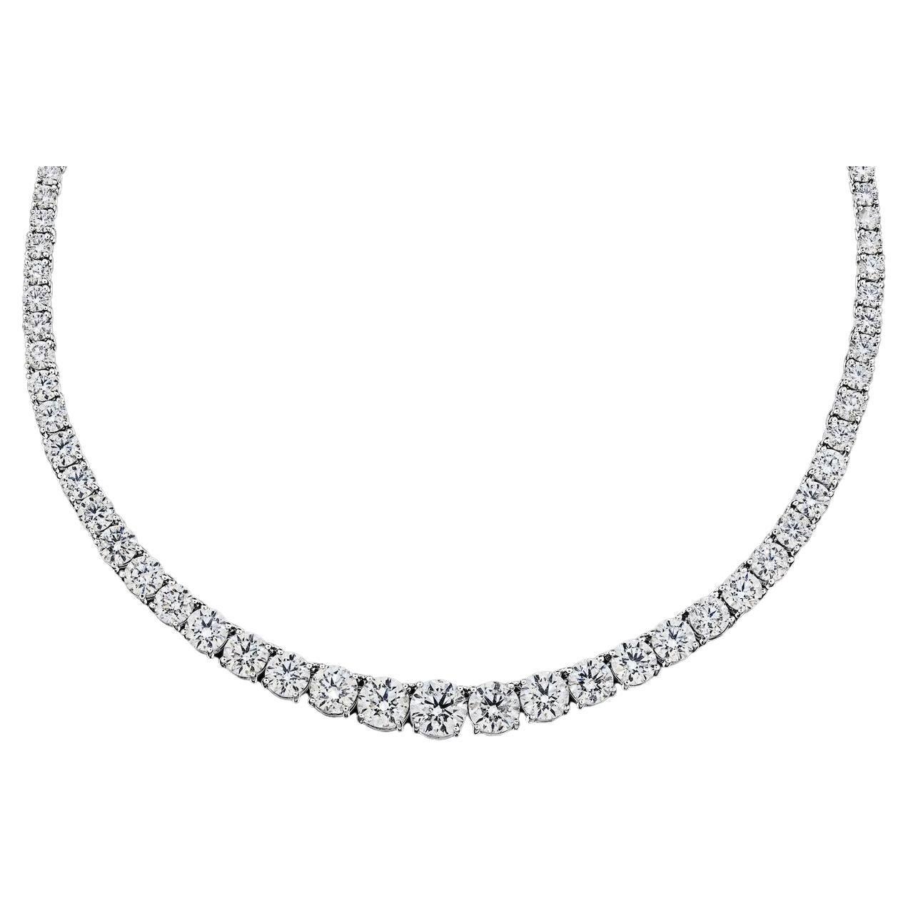 Riviera-Halskette mit 40 Karat rundem Diamanten im Brillantschliff 
