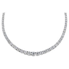 Riviera-Halskette mit 40 Karat rundem Diamanten im Brillantschliff 