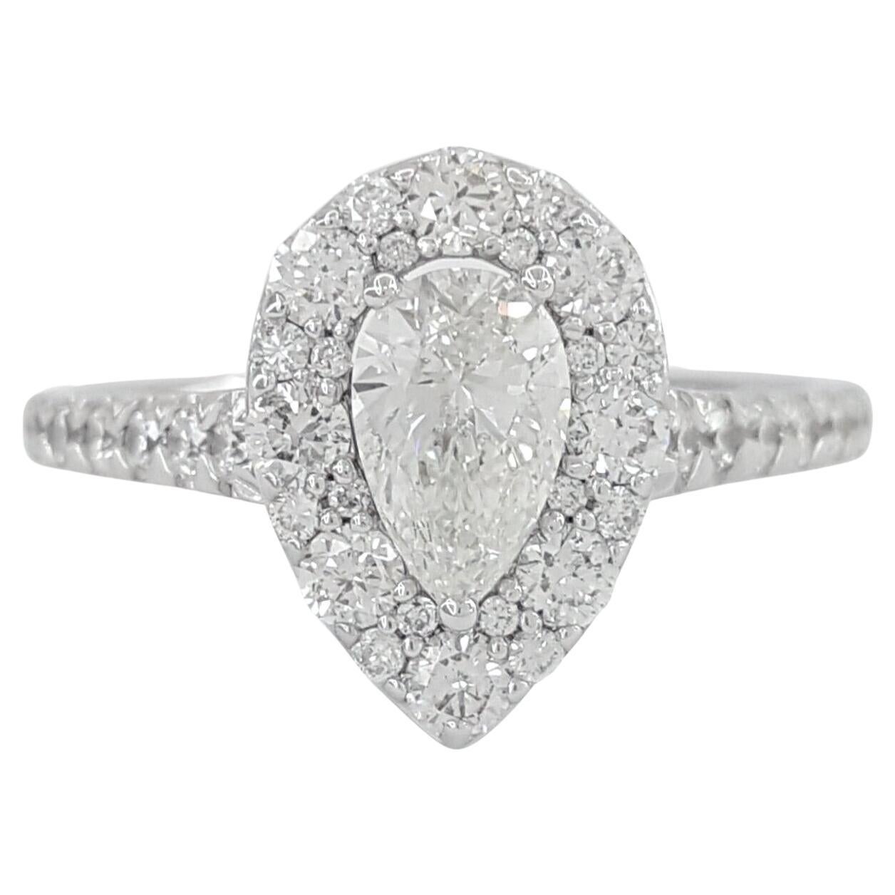 Pear Brilliant Cut Diamond Halo Engagement Ring