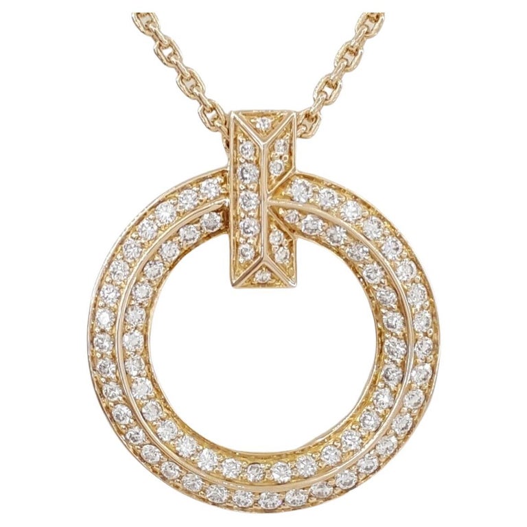 Tiffany and Co. Platin-Halskette mit rundem Diamant-Anhänger im  Brillantschliff im Angebot bei 1stDibs