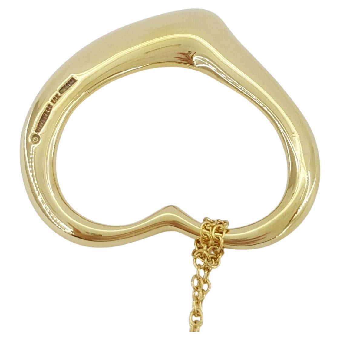 Tiffany & Co.Yellow Gold 1.20 carat Diamond Large Open Heart Pendant / Necklace.