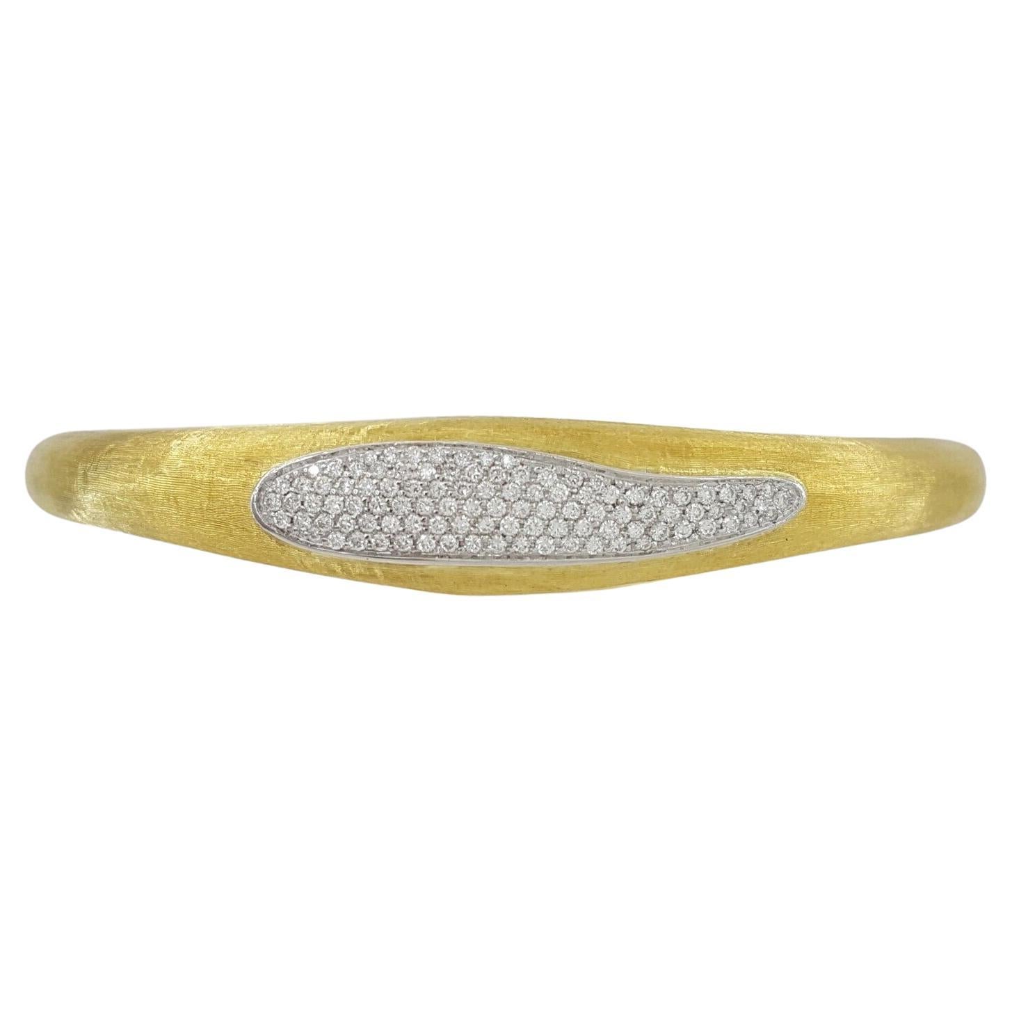 MarCo Bicego Pave Set Diamond 18k Yellow Gold Cuff Bangle For Sale