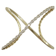 Hearts on Fire Lorelei 4 Carat Diamond Crisscross Cuff Bangle in 18K Yellow Gold
