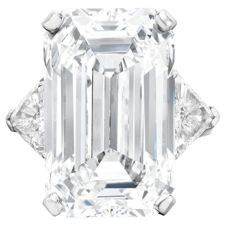 Exceptional Flawless GIA Certified 7.18 Carat Emerald Cut Solitaire Diamond Ring For Sale