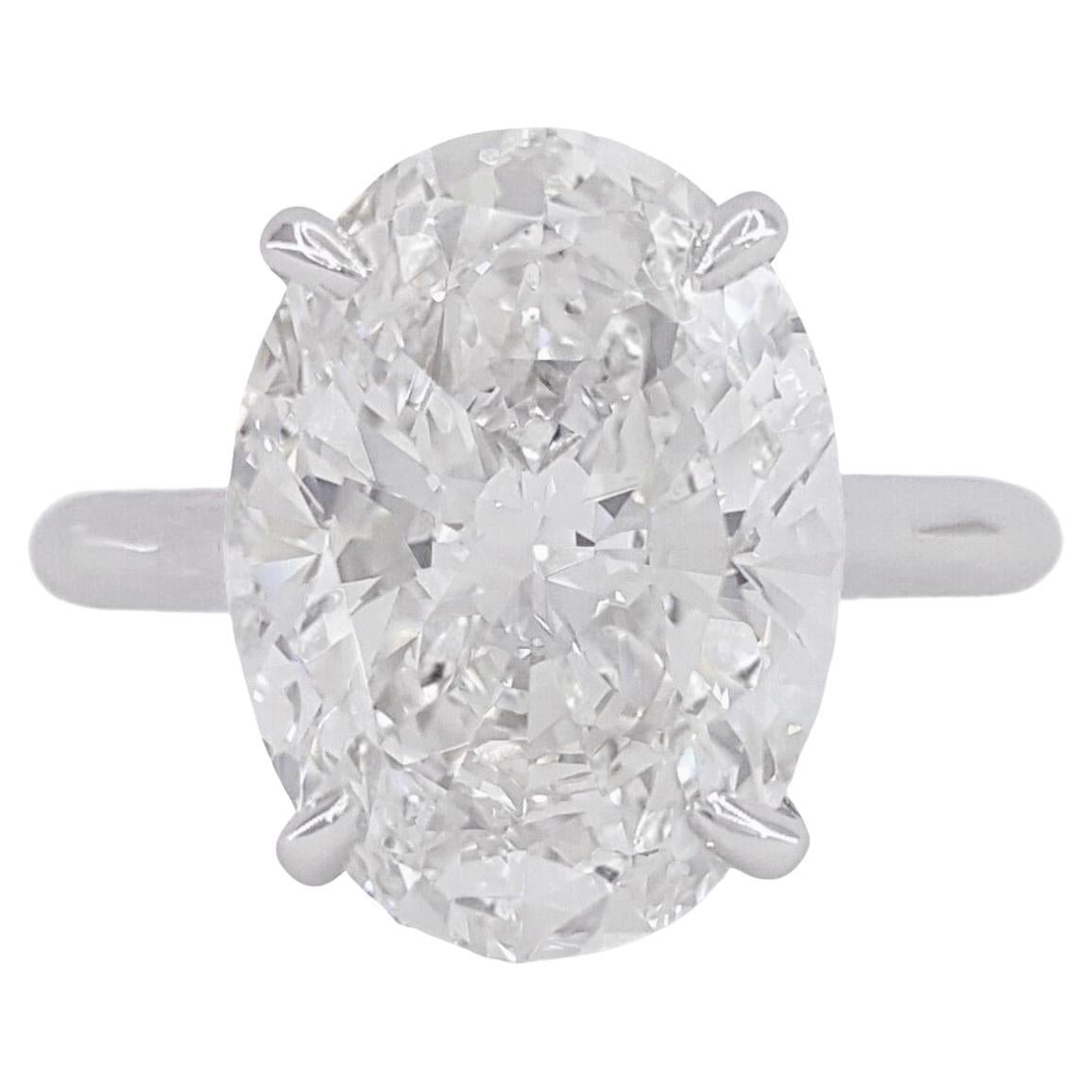 Flawless GIA Certified 5 Carat Oval Brilliant Cut Diamond Platinum Ring For Sale