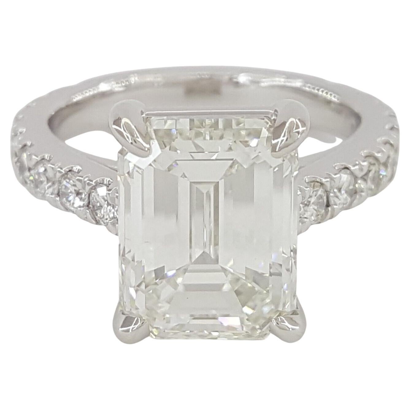 GIA Certified 5 Carat Emerald Cut Diamond Solitaire Ring For Sale at 1stDibs 5 carat emerald