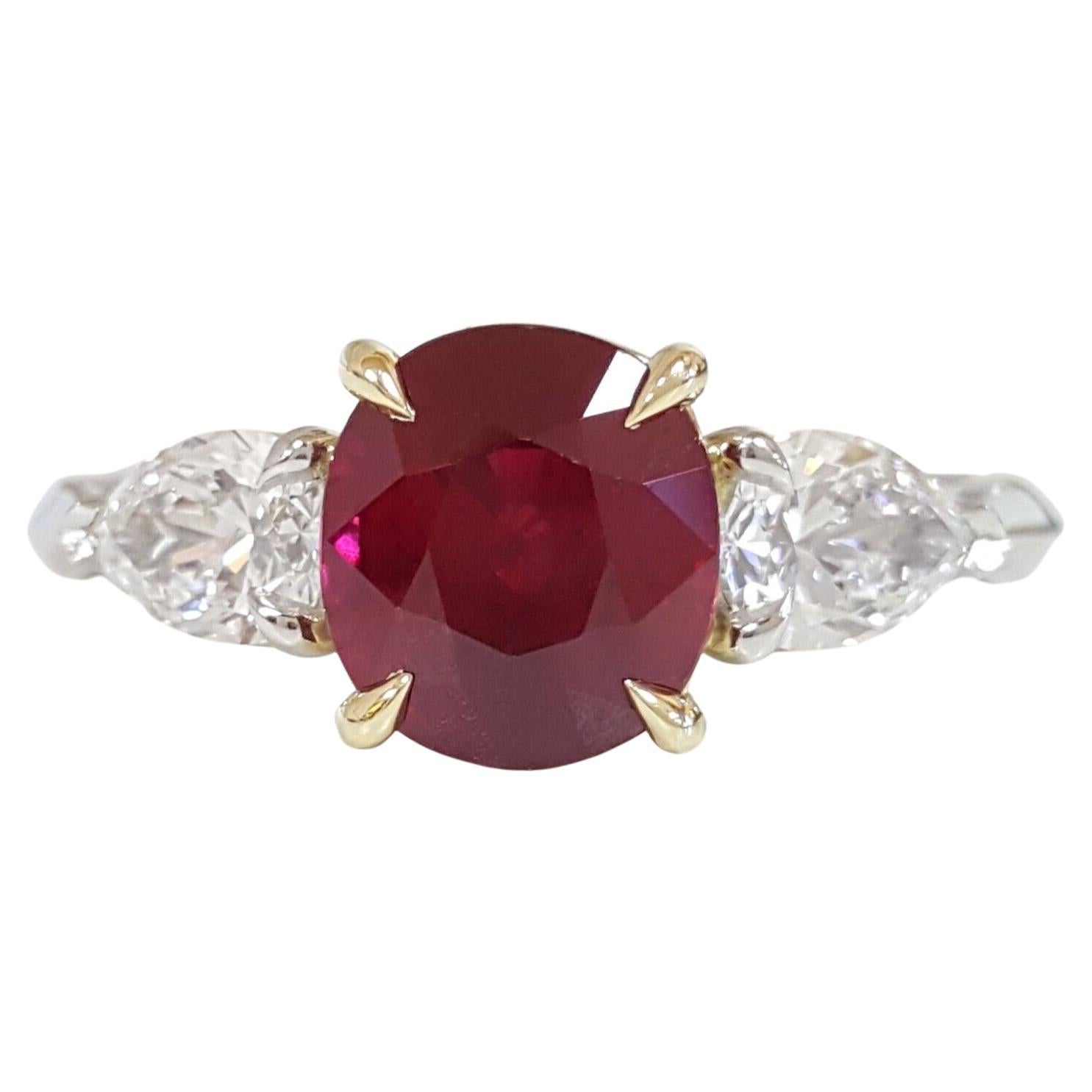 Authentic Tiffany & Co. Burma Ruby Diamond Halo Ring For Sale