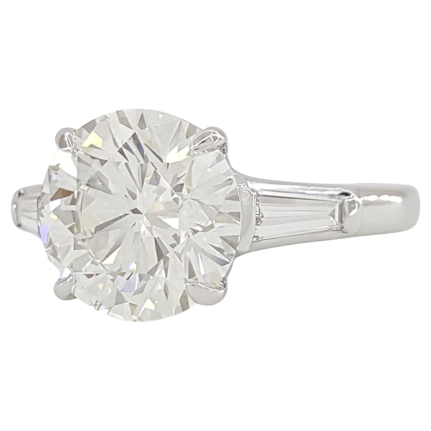 Taille ronde Tiffany & Co. Bague en platine à diamant rond de 3,33 carats et taille brillante en vente
