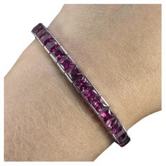 25 Carat Carre Pink Tourmaline Platinum Bracelet