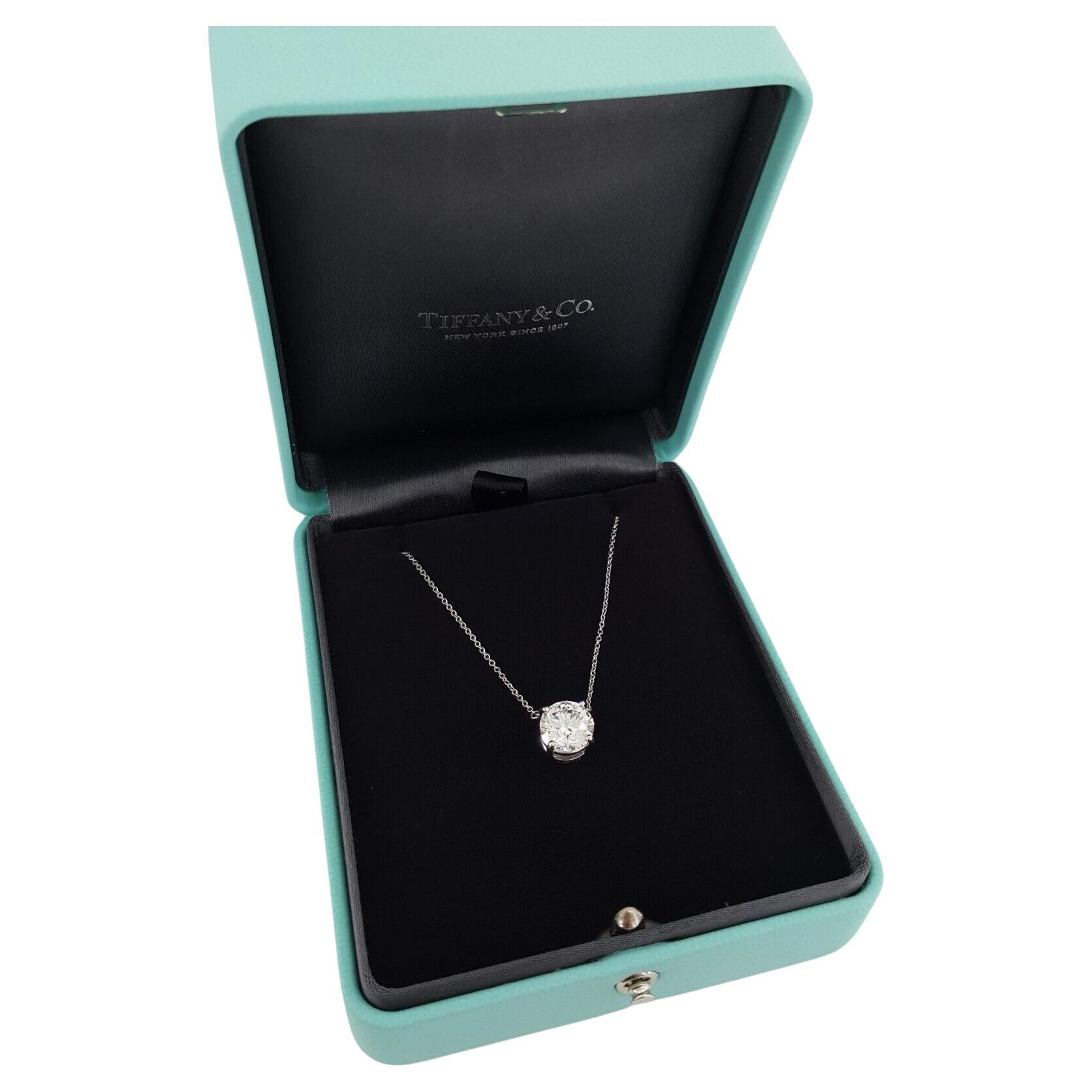 Tiffany & Co 2.90 Carat Round Diamond 18k Necklace 90s For Sale