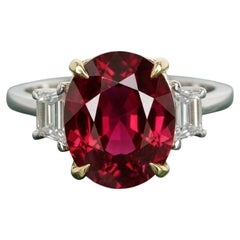 AGL Certified 3 Carat No Heated Oval Ruby 18K White And Yellow Gold Ring