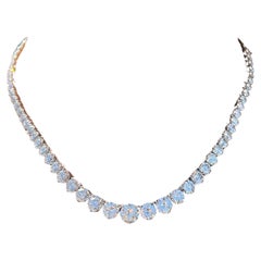 GIA Certified 30 Carat E-F Color VS Clarity Diamond 18k GoldTennis Necklace 