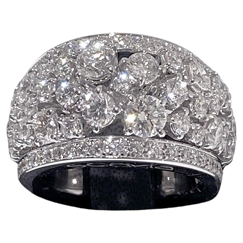 3.73 Ct SCAVIA SOL LEVANTE Fashion Band Ring Round Cut Diamonds 18K White Gold 