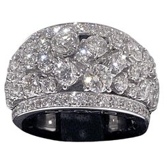 3.73 Ct SCAVIA SOL LEVANTE Fashion Band Ring Round Cut Diamonds 18K White Gold 