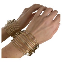 SCAVIA Armband 21 Fäden Weiß Gelb Elastisch Gold