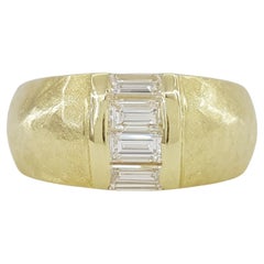 Emerald Cut Diamond 18K Yellow Gold Band Ring