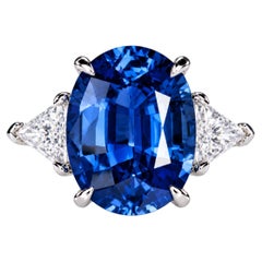 Exquisite GIA GRS Certified 8.54 Carat Oval No Heated Sapphire Ring