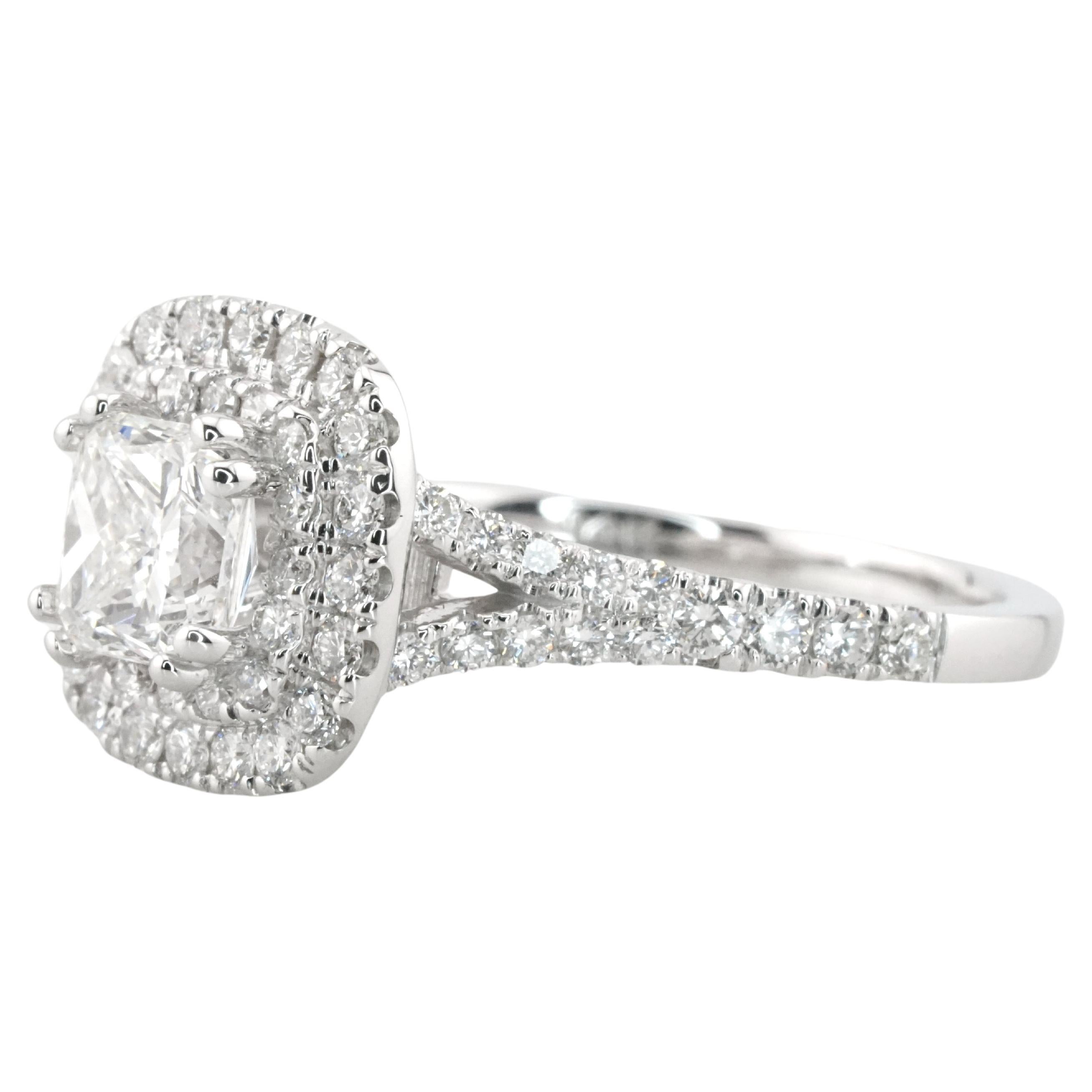 GIA Certified 1.01 Carat E VS2 Radiant Cut 14K White Gold Engagement Ring