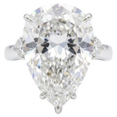 GIA Certified 8 Carat Pear Cut Diamond D Color VVS1 Clarity Ring in Platinum