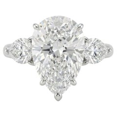 GIA Certified 8.02 Carat Pear Cut Diamond F Color IF Clarity Ring in Platinum