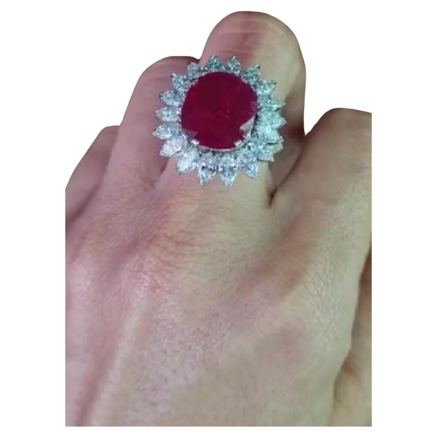Unheated 4 carat Red Ruby from Mozambique

Mozambique has long been recognized as the location associated with very desirable rubies in the world.

The Ruby is surrounded by marquise brilliant cut diamonds weighing a total of 2.70 carats plus 1.20