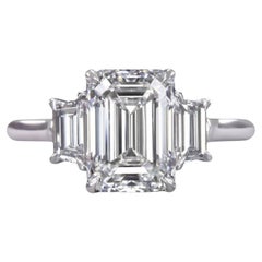 GIA Certified 3 Ct Emerald Cut Diamond D Color IF Clarity in 18K White Gold