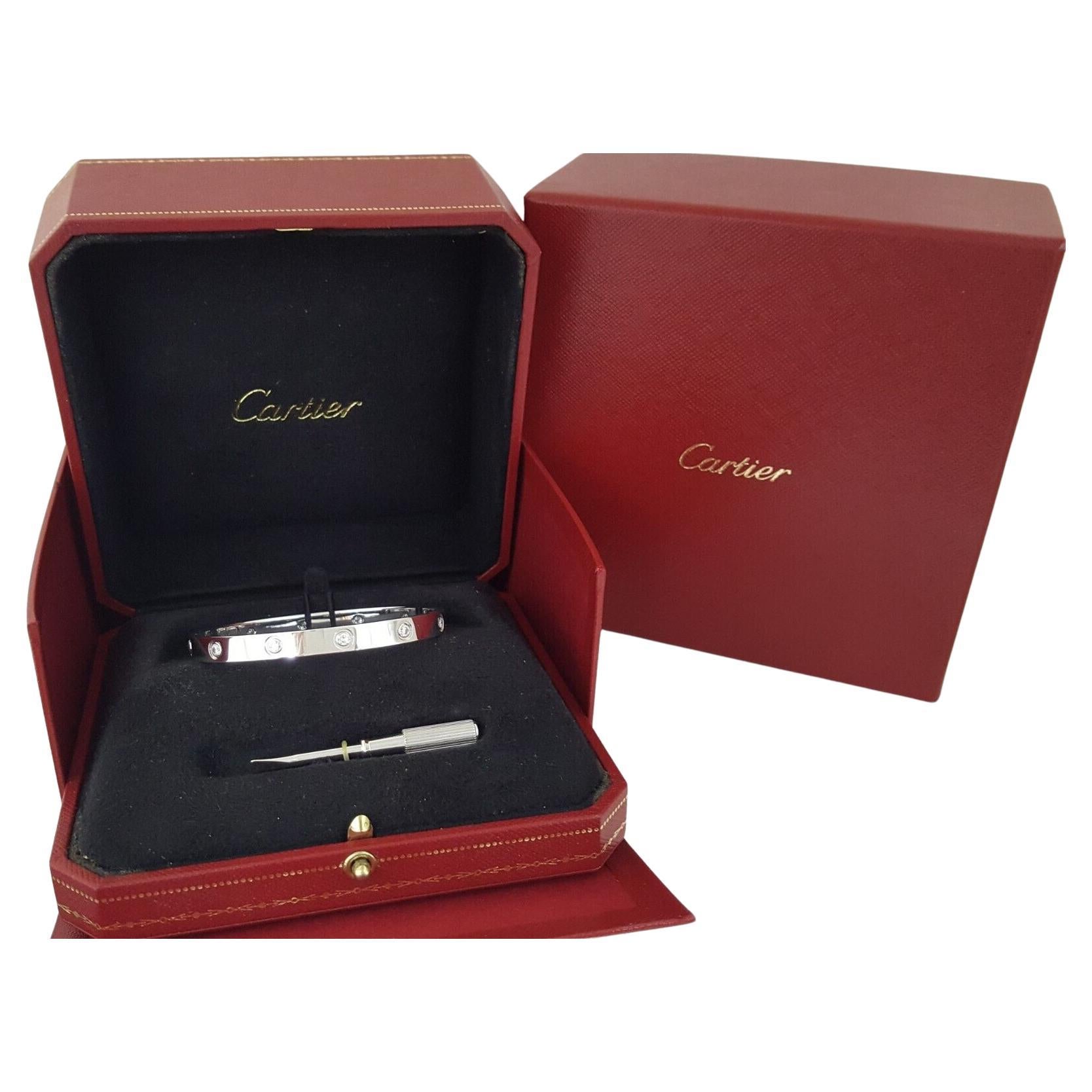 Cartier Love 18K White Gold FULL DIAMOND Bracelet For Sale