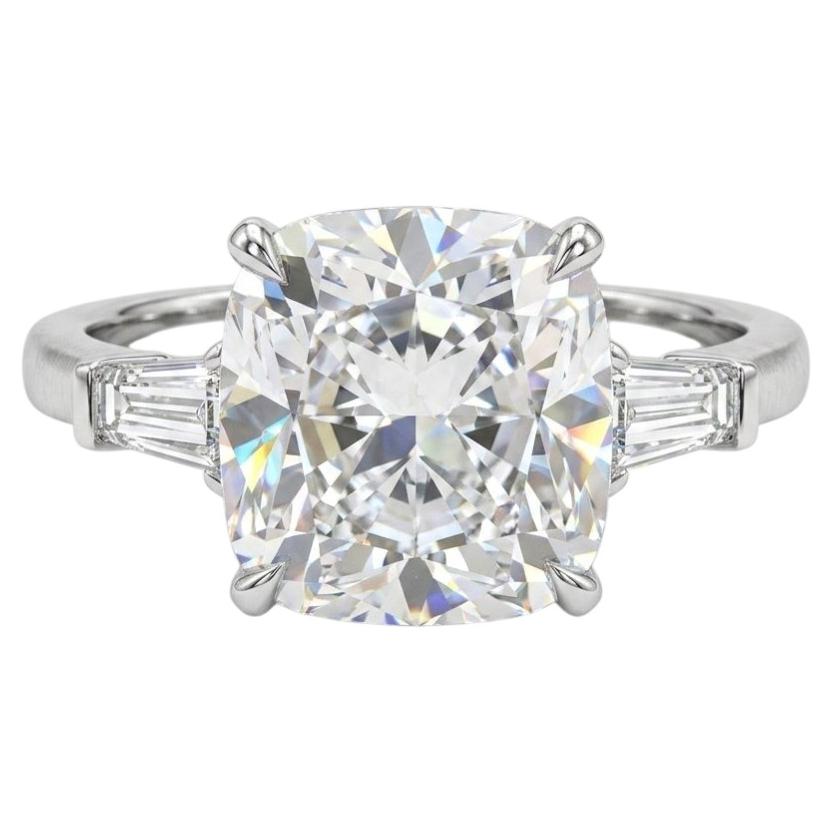 GIA Certified 5.06 Carat Cushion Cut Diamonds Ring in 18K White Gold