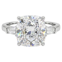 GIA Certified 5.06 Carat Cushion Cut Diamonds Ring in 18K White Gold