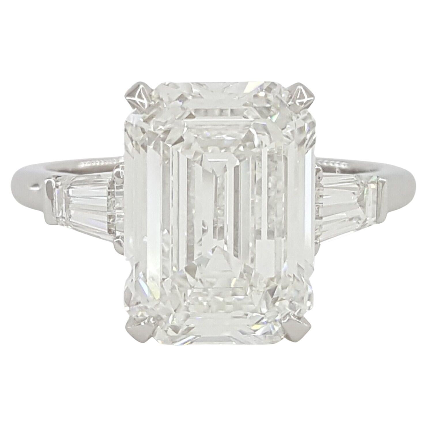 GRAFF 5 Carat Emerald Cut Diamond Tapered Baguette Platinum Ring
