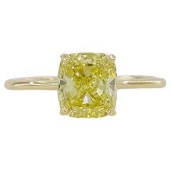 Tiffany & Co. 18K Yellow Gold True Fancy Intense Yellow Cushion Diamond Ring