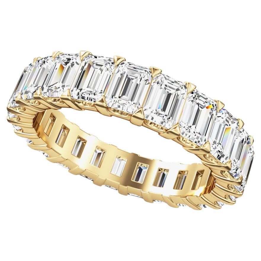 Anillo Eternidad Diamante Corte Esmeralda 6 Quilates Oro Amarillo 14k