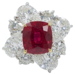 Peagon's Blood Certified 3.17 Carat Ruby Diamond Cocktail Ring