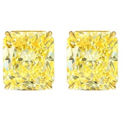 GIA Certified 6 Carat Radiant Cut Diamond Studs in 18K Yellow Gold
