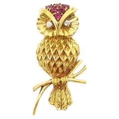 Broche Tiffany & Co 18k Italia Rubíes Diamantes