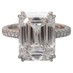 GIA Certified 3.52 Carat Emerald Cut D Color VVS2 Clarity Diamond Ring with pavè